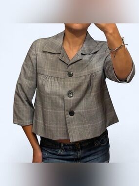 Y2K Plaid Babydoll Peacoat Jacket by First Option!